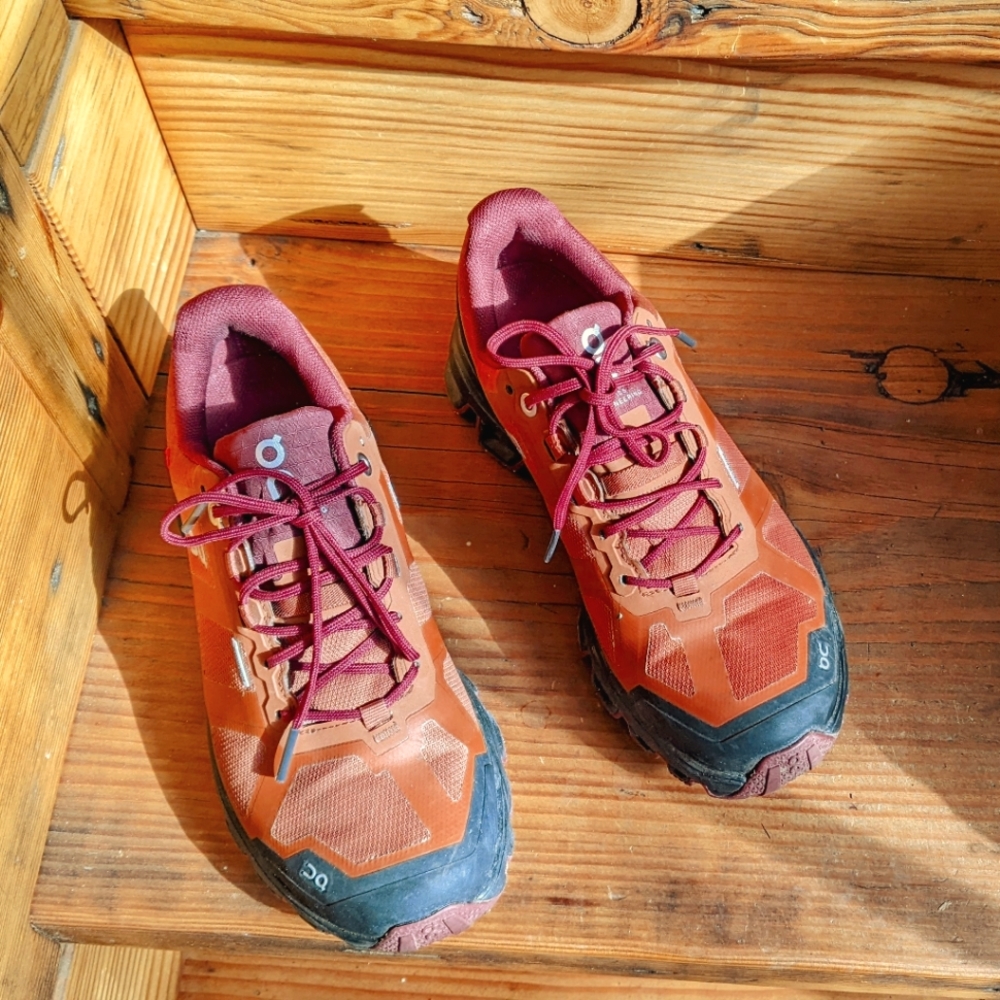 On Cloud Waterproof shoes in Burgundy color